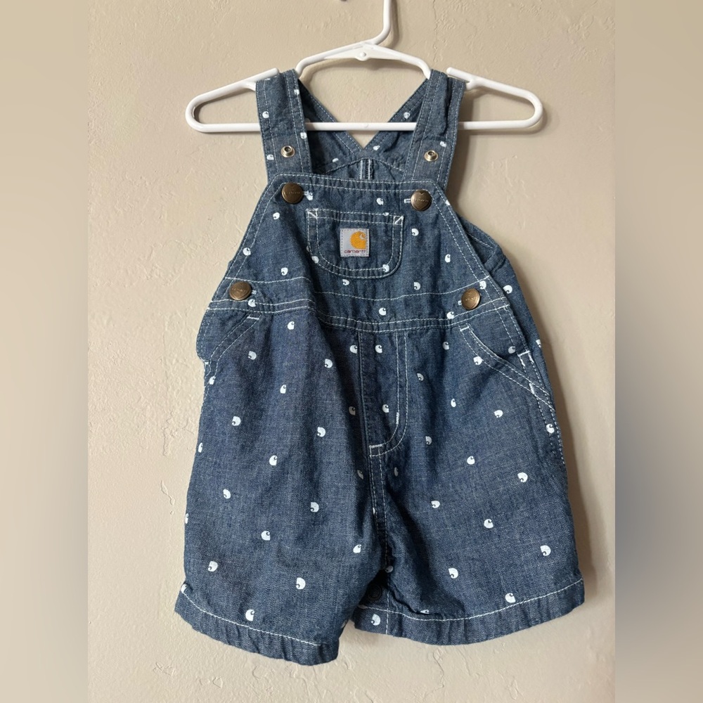Carhartt Baby Kids Short Overalls with White Carhartt logo Pattern